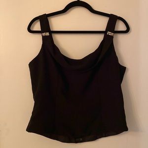 Pinky and me sexy black top with rhinestone detail spaghetti stats, zipper back